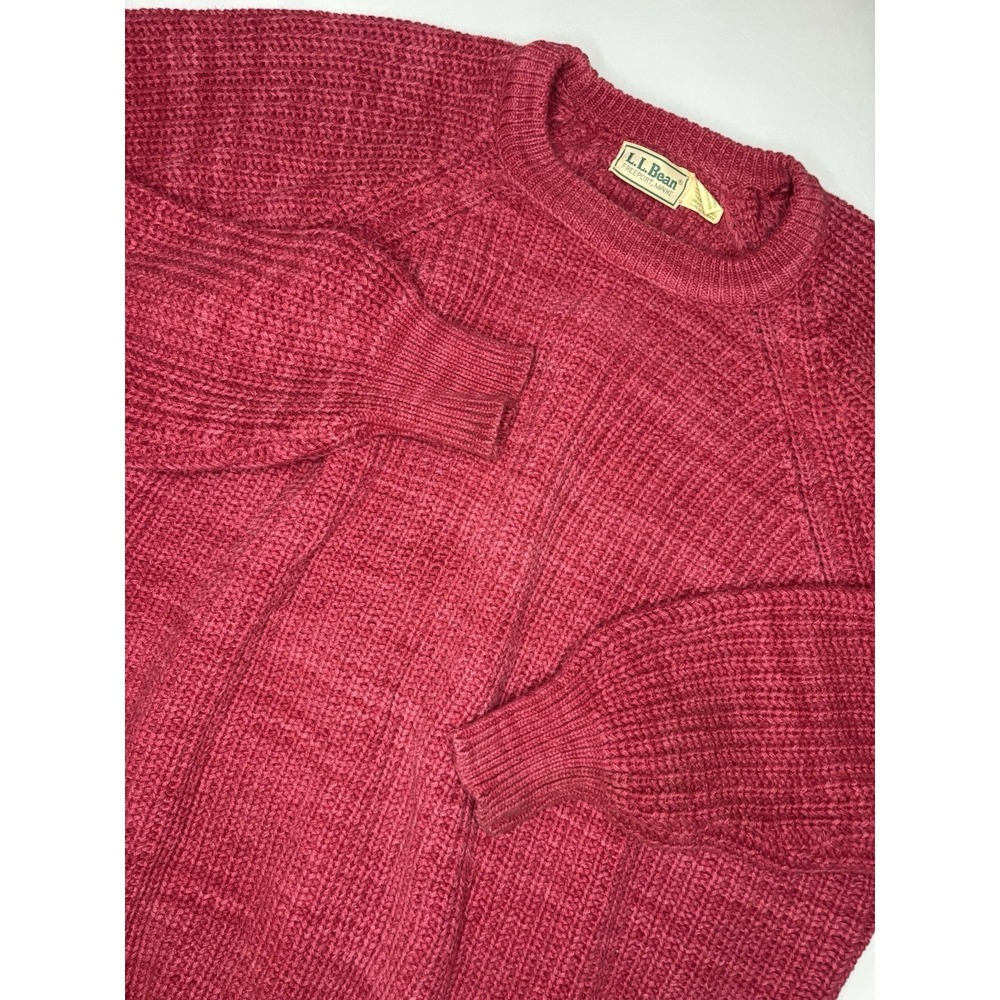 Vintage L.L. Bean Red Crew Neck Cable‎ Knit Sweater XL Tall Heavy Made in USA